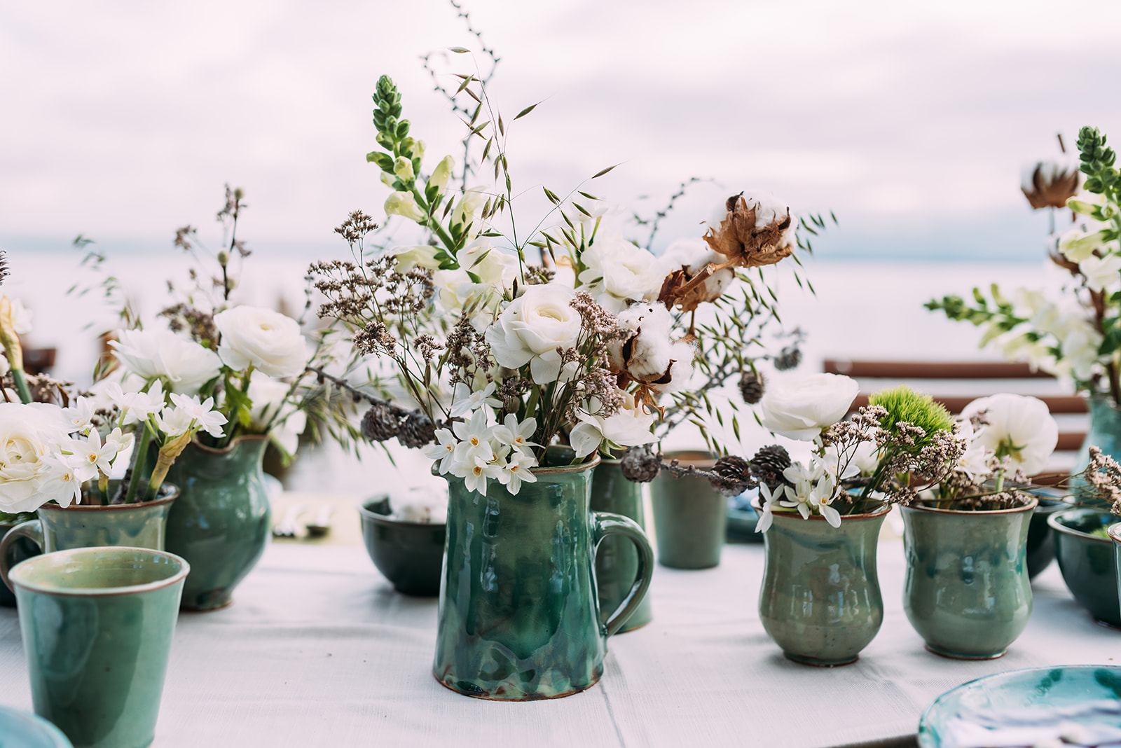 Tischschmuck weiß natürlich
